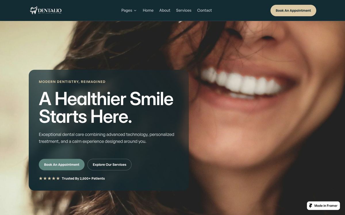 Dentalio, a website template for a dentist