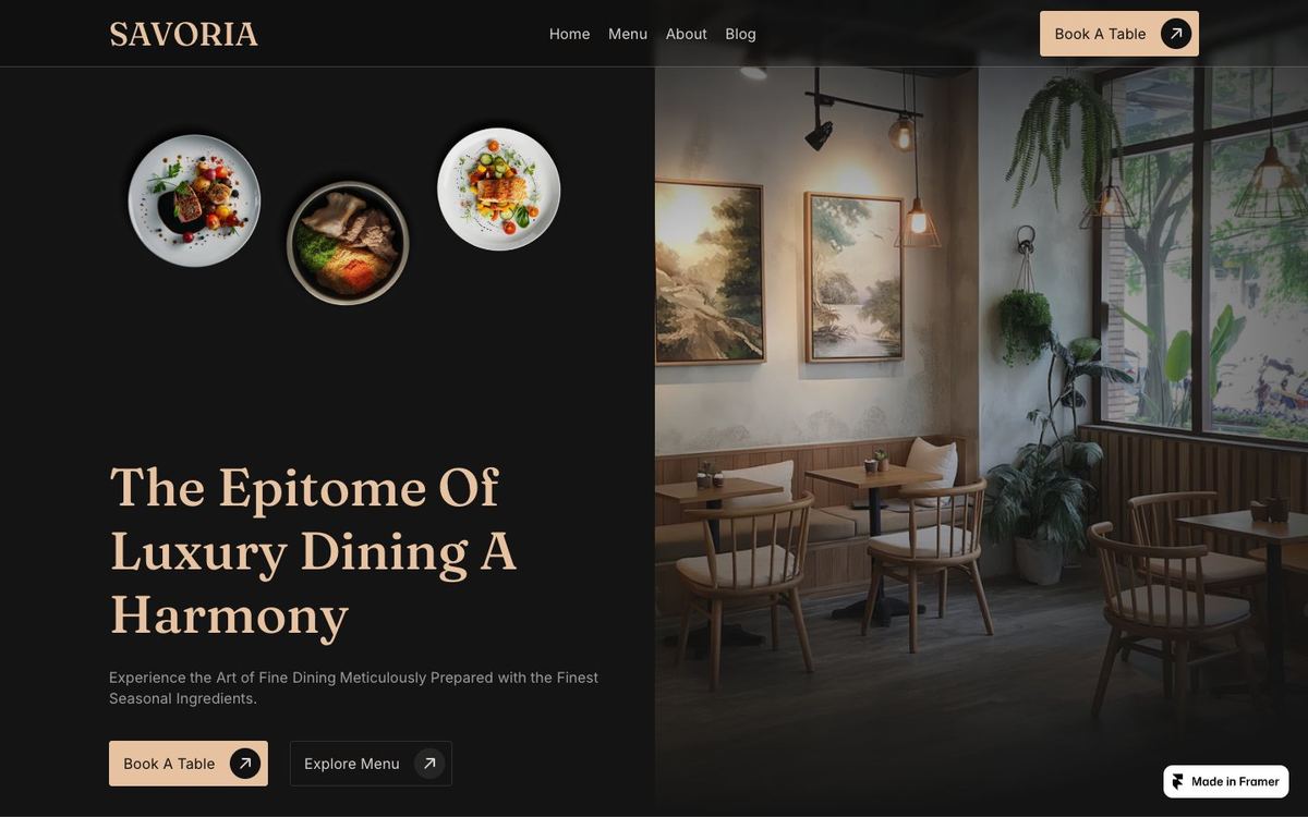 Savoria, a website template for a restaurant